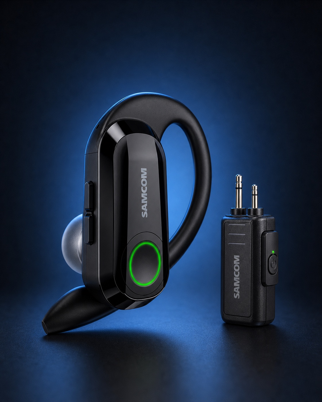 Wireless earpiece with two-pin dongle
